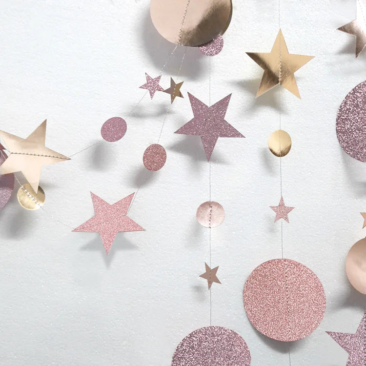 Christmas Decorations for Home Paper Star Dot Garland Flash Banner DIY Birthday Wedding Baby Shower Curtain 2022 Navidad Decor