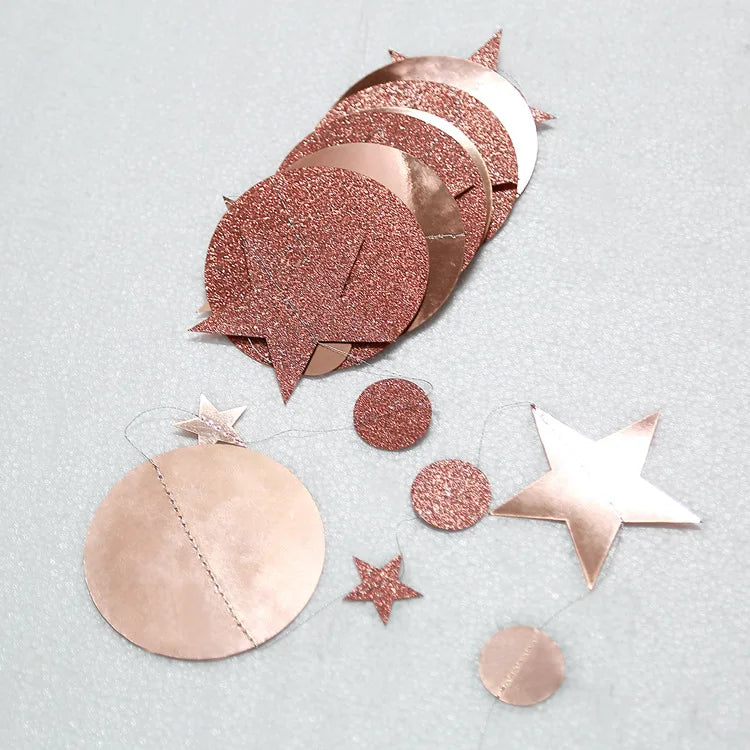 Christmas Decorations for Home Paper Star Dot Garland Flash Banner DIY Birthday Wedding Baby Shower Curtain 2022 Navidad Decor