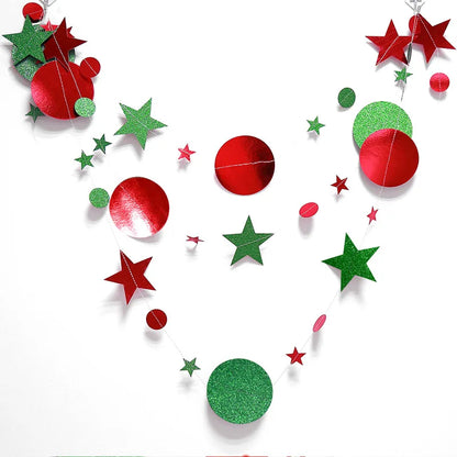 Christmas Decorations for Home Paper Star Dot Garland Flash Banner DIY Birthday Wedding Baby Shower Curtain 2022 Navidad Decor