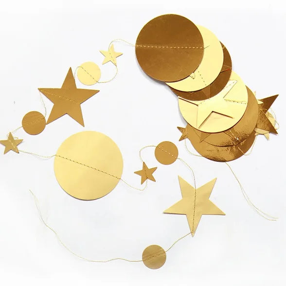 Christmas Decorations for Home Paper Star Dot Garland Flash Banner DIY Birthday Wedding Baby Shower Curtain 2022 Navidad Decor