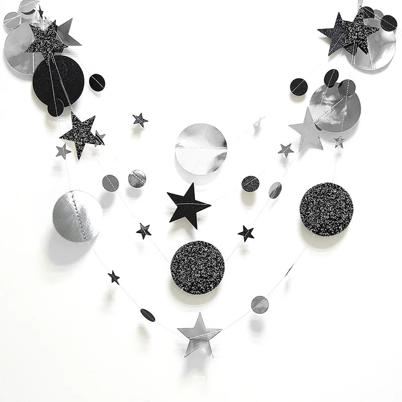 Christmas Decorations for Home Paper Star Dot Garland Flash Banner DIY Birthday Wedding Baby Shower Curtain 2022 Navidad Decor