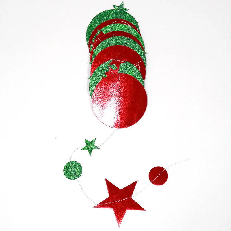 Christmas Decorations for Home Paper Star Dot Garland Flash Banner DIY Birthday Wedding Baby Shower Curtain 2022 Navidad Decor