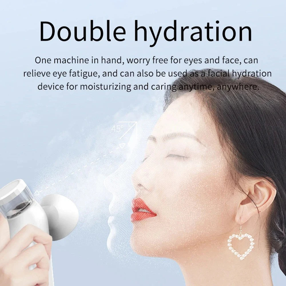 NEW Electric Eye Massager with Nano Steam Hot Compress and Moisturizing Spray Eye Massage Device for Eye Fatigue Relief and Care