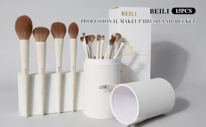 BEILI 12/15 PCS Professional Makeup Brushes Sets Vegan Premium Cosmetics Tool Kakubi Podwer Angled Contour Blush Eyeshadow Brush
