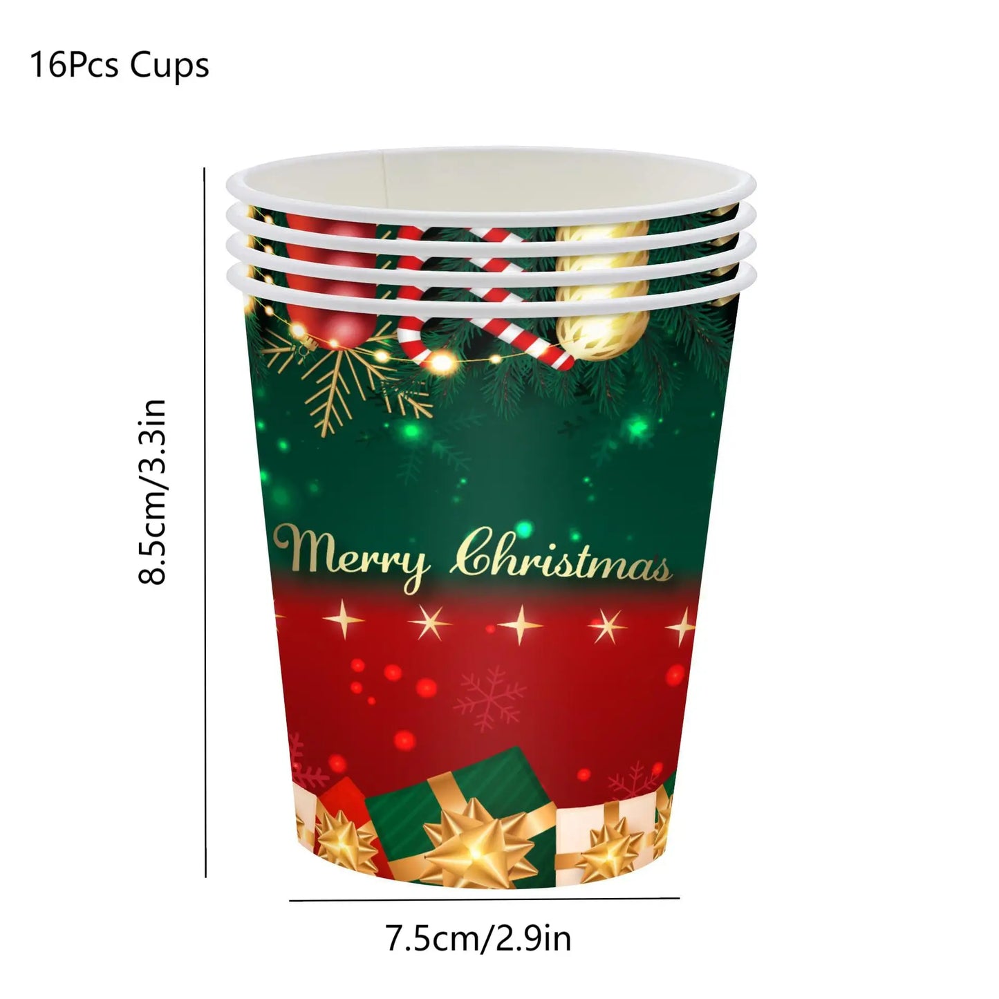 Christmas Party Supplies,Disposable Party Dinnerware Include Paper Party Plates, Cups, Napkins, Tablecloth