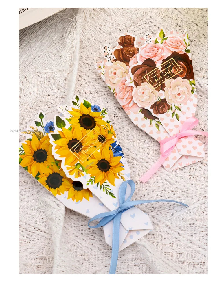 Creative Carnation Thanks Flowers Postcard Exquisite Beautiful Greeting Card Floral Birthday Cards Teacher Day Birthday Gifts