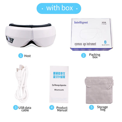 6D Smart Vibration Eye Massager Airbag Compress Eye Care Instrument Bluetooth Music Eye Massage Sleepping Mask Eye Relax Fatigue