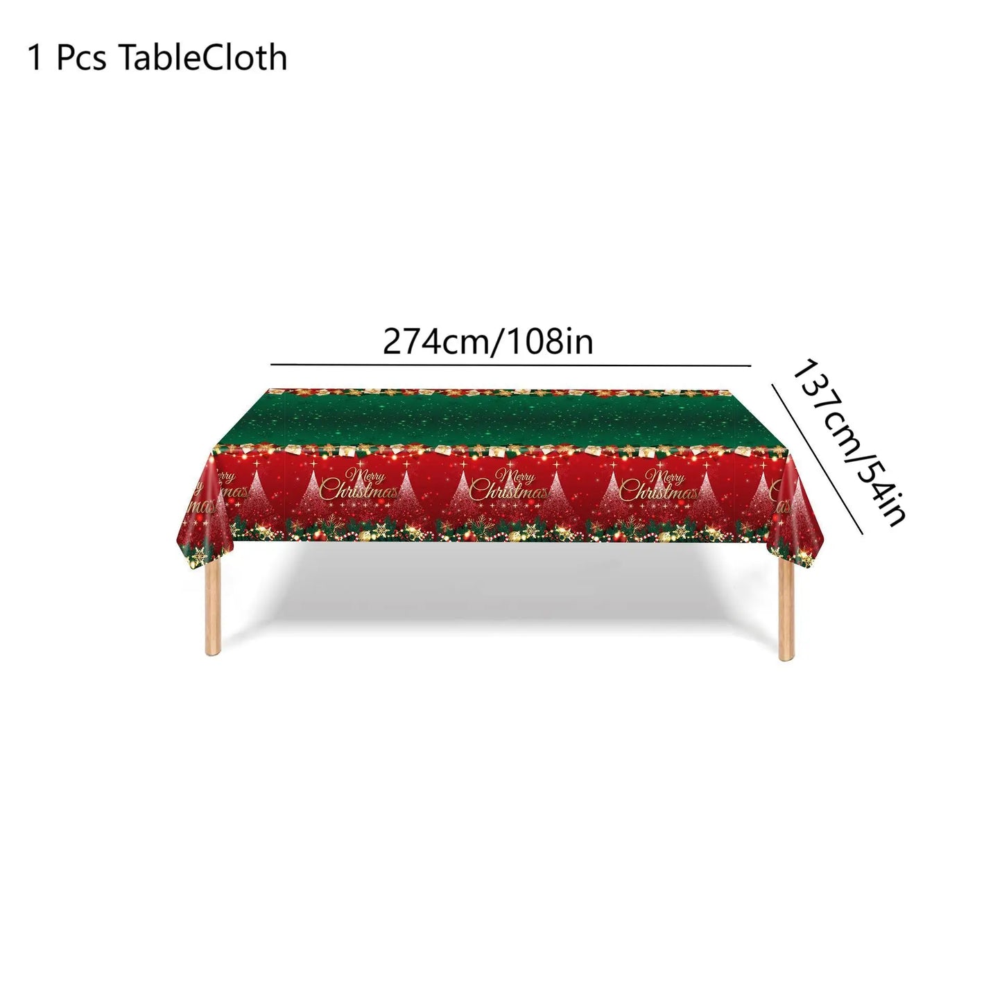 Christmas Party Supplies,Disposable Party Dinnerware Include Paper Party Plates, Cups, Napkins, Tablecloth