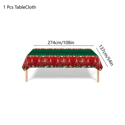 Christmas Party Supplies,Disposable Party Dinnerware Include Paper Party Plates, Cups, Napkins, Tablecloth