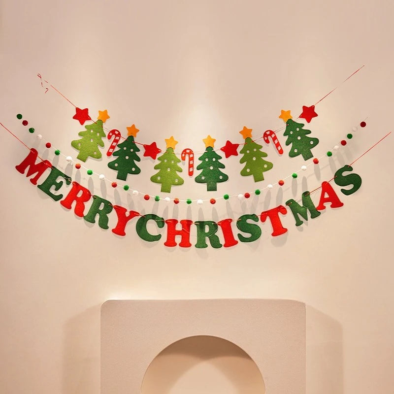 Christmas decorations, tree ornaments, indoor LED lights, pictures, background walls, atmosphere, scenes, decorations and flags.