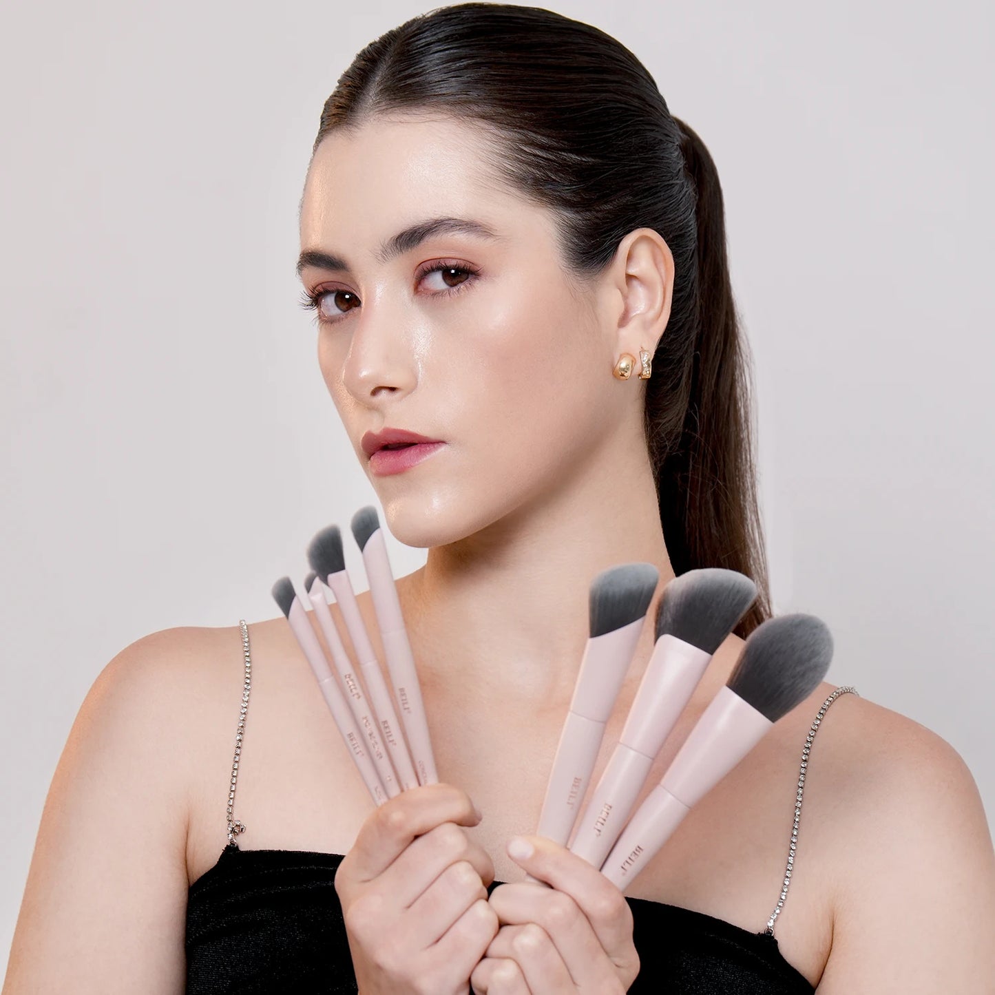BEILI 12/15 PCS Professional Makeup Brushes Sets Vegan Premium Cosmetics Tool Kakubi Podwer Angled Contour Blush Eyeshadow Brush