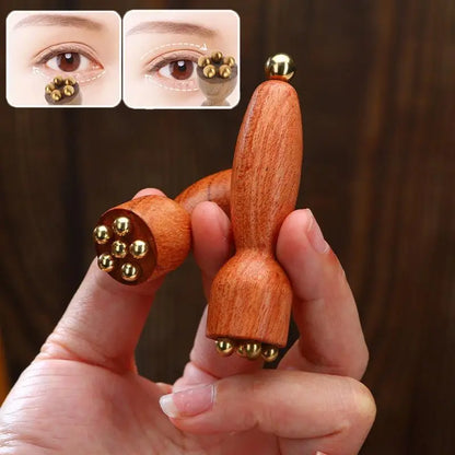 Handheld Lotus Seedpod Beauty Professional Brass & Rosewood Facial Gua Sha Tool Eye Relaxation Spot Meridians Acupoint Massage