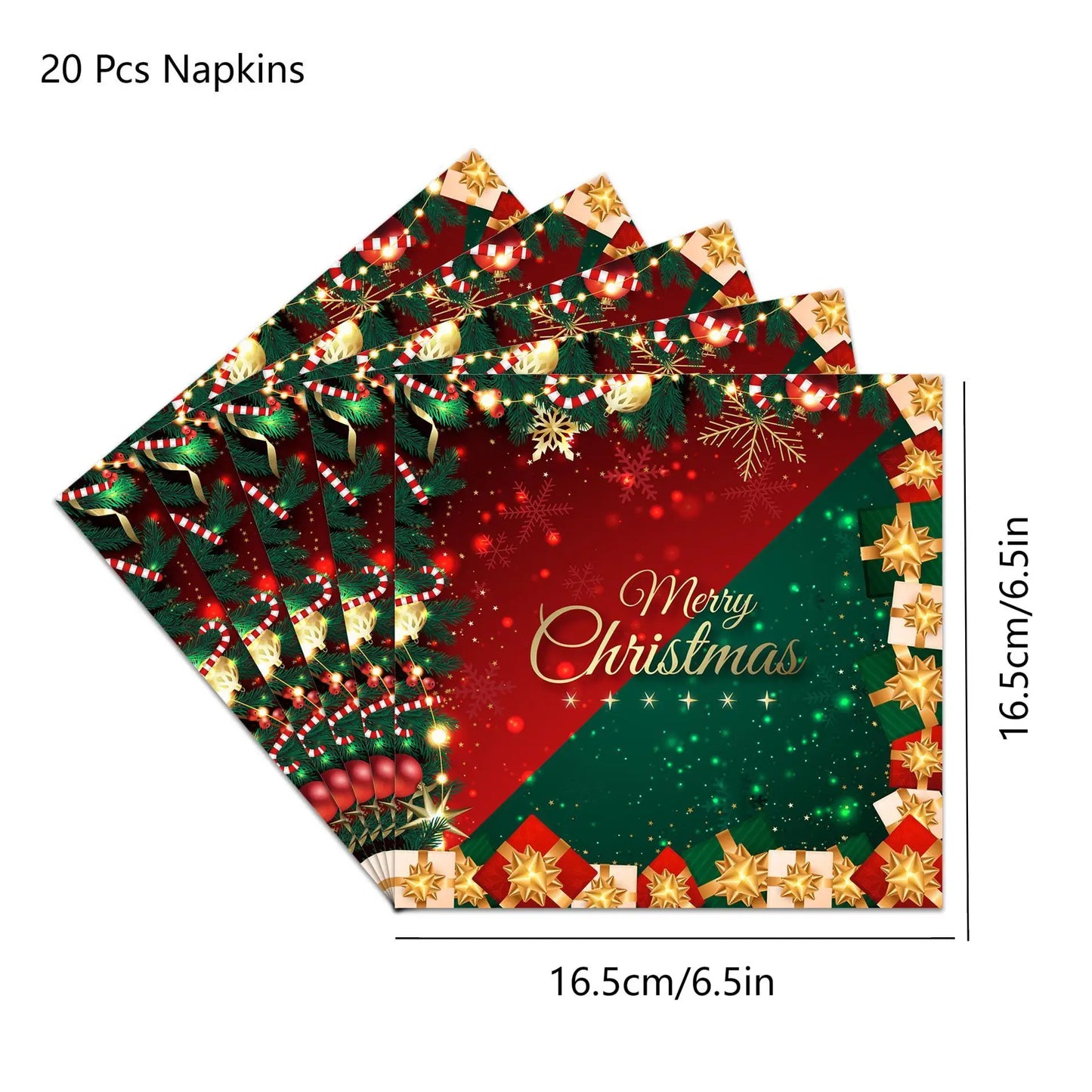 Christmas Party Supplies,Disposable Party Dinnerware Include Paper Party Plates, Cups, Napkins, Tablecloth