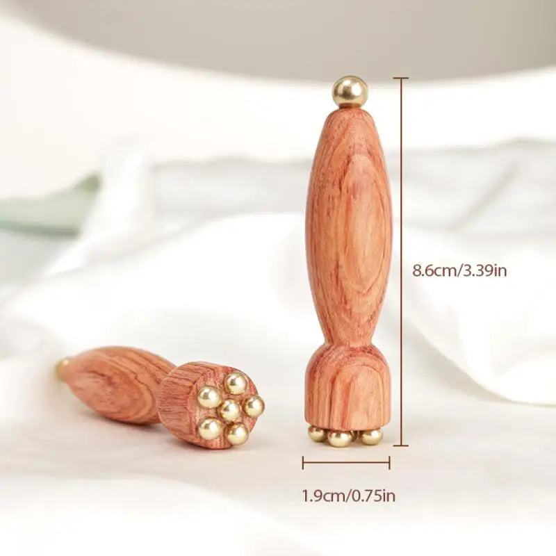Handheld Lotus Seedpod Beauty Professional Brass & Rosewood Facial Gua Sha Tool Eye Relaxation Spot Meridians Acupoint Massage