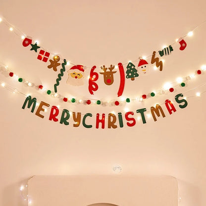 Christmas decorations, tree ornaments, indoor LED lights, pictures, background walls, atmosphere, scenes, decorations and flags.