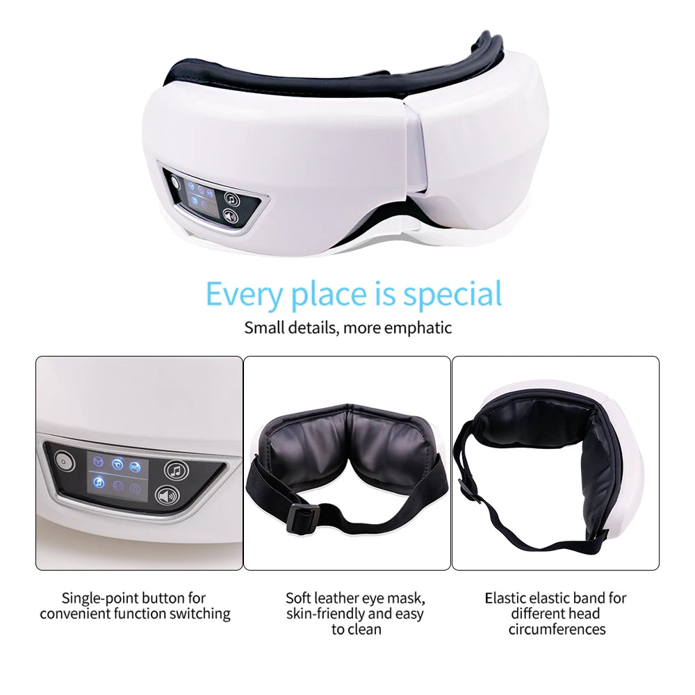 4 Modes Eye Massager Bluetooth Music Air Pressure Vibration Massage Relax Glasses Electric Eyes Care Device Relieve Fatigue