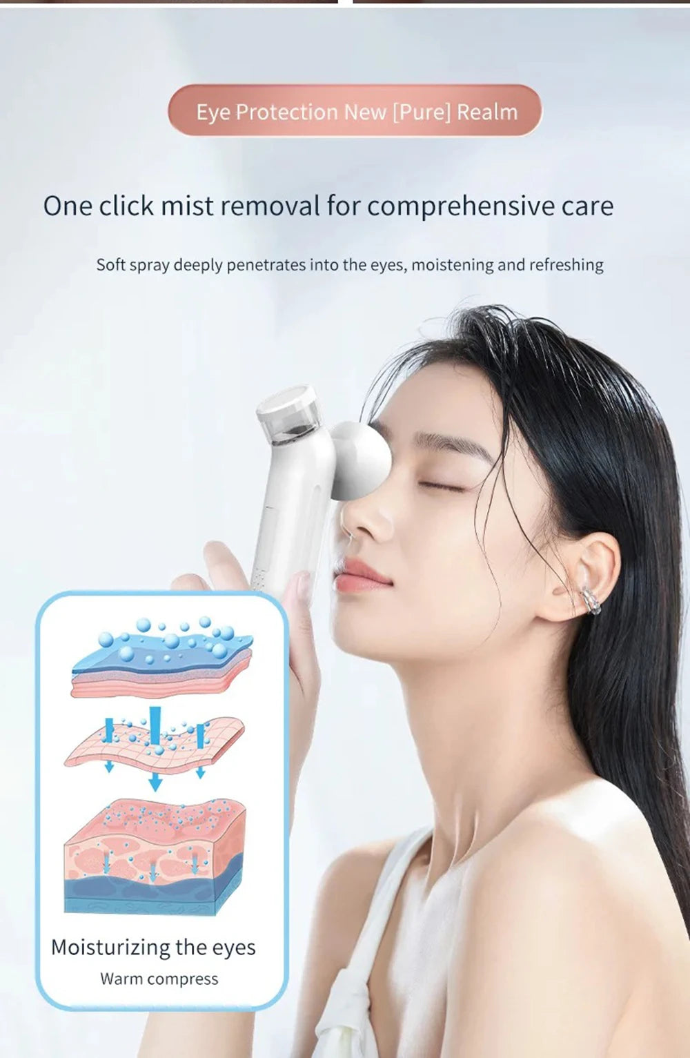NEW Electric Eye Massager with Nano Steam Hot Compress and Moisturizing Spray Eye Massage Device for Eye Fatigue Relief and Care