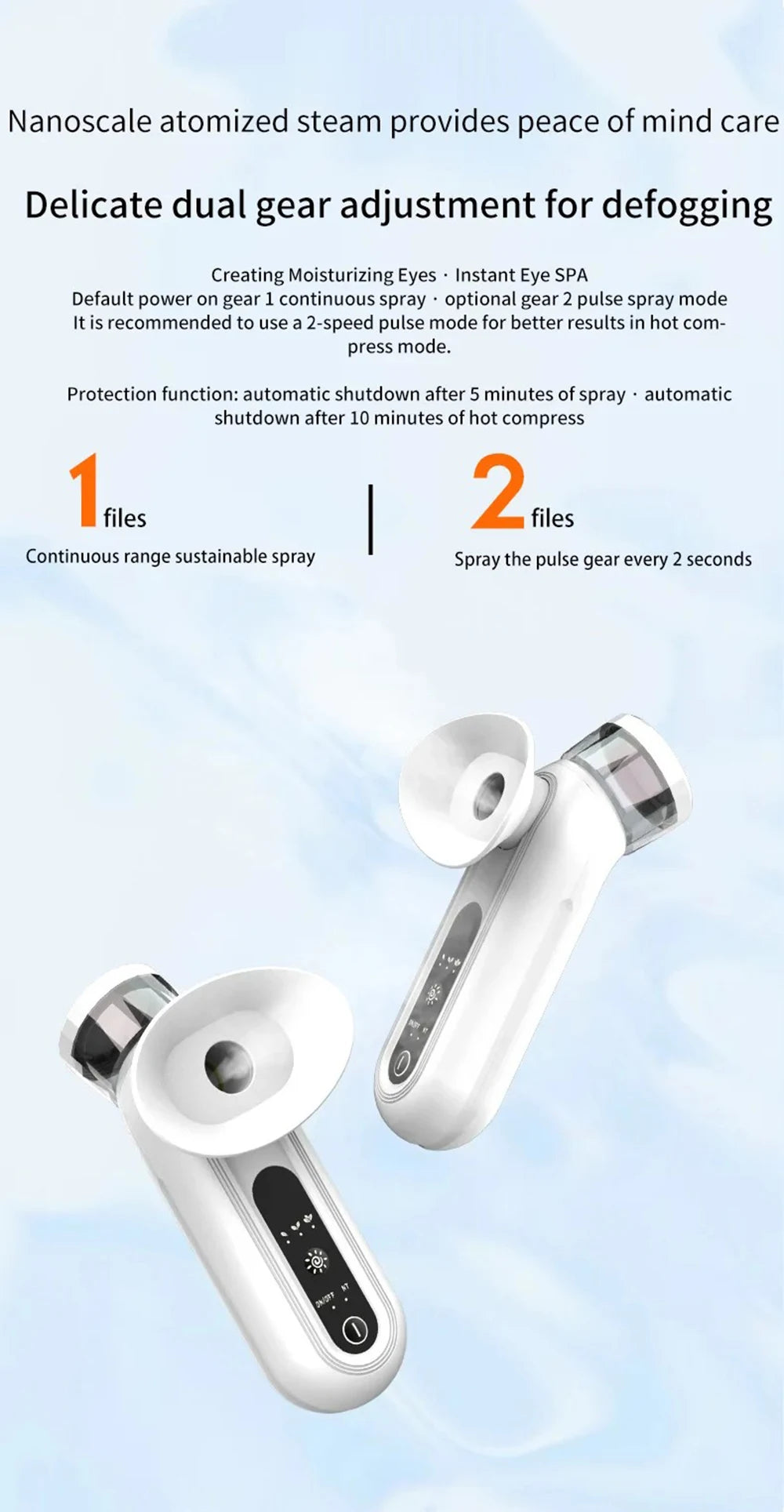 NEW Electric Eye Massager with Nano Steam Hot Compress and Moisturizing Spray Eye Massage Device for Eye Fatigue Relief and Care