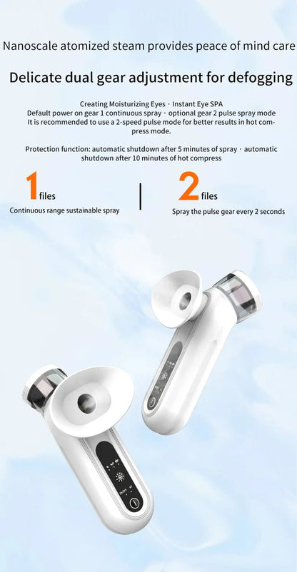 NEW Electric Eye Massager with Nano Steam Hot Compress and Moisturizing Spray Eye Massage Device for Eye Fatigue Relief and Care