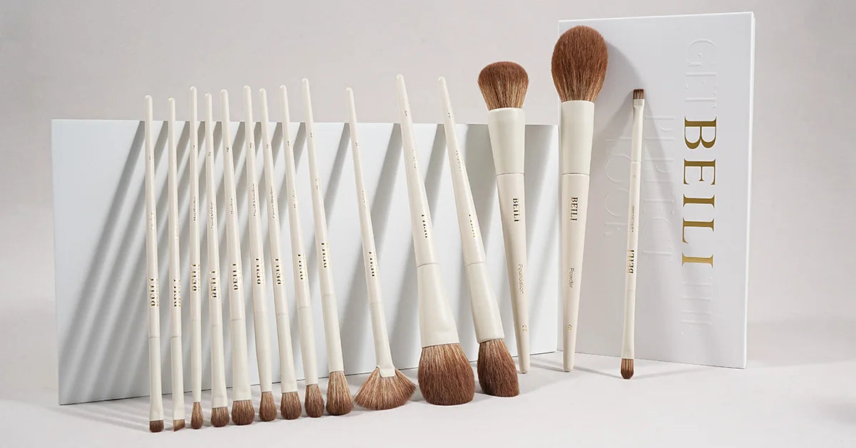 BEILI 12/15 PCS Professional Makeup Brushes Sets Vegan Premium Cosmetics Tool Kakubi Podwer Angled Contour Blush Eyeshadow Brush
