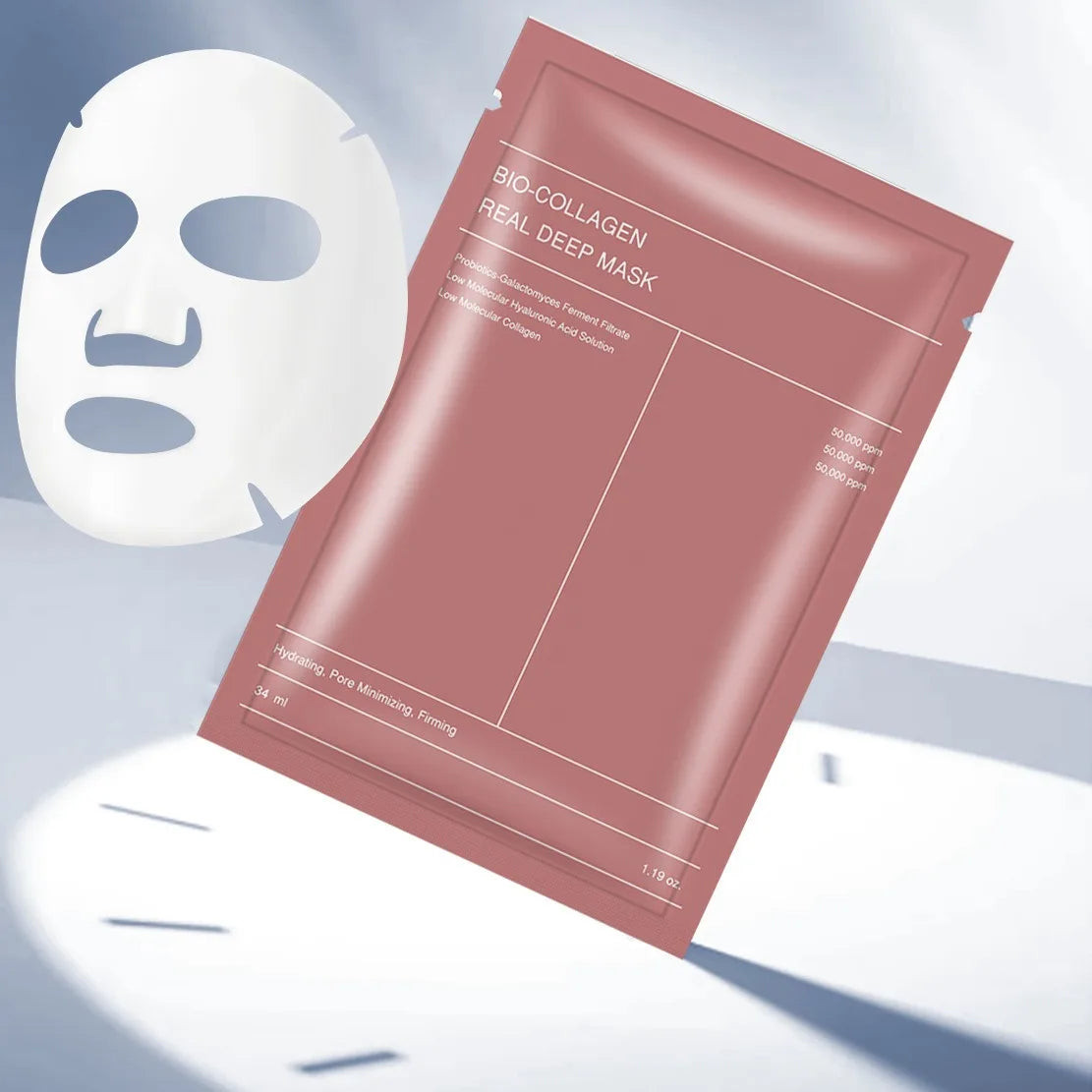 1/4/10PCs Bio Collagen Face Mask Shrink Pores Deep Hydrating Overnight Mask Moisturizing Refreshing Brightening Face Skin Care