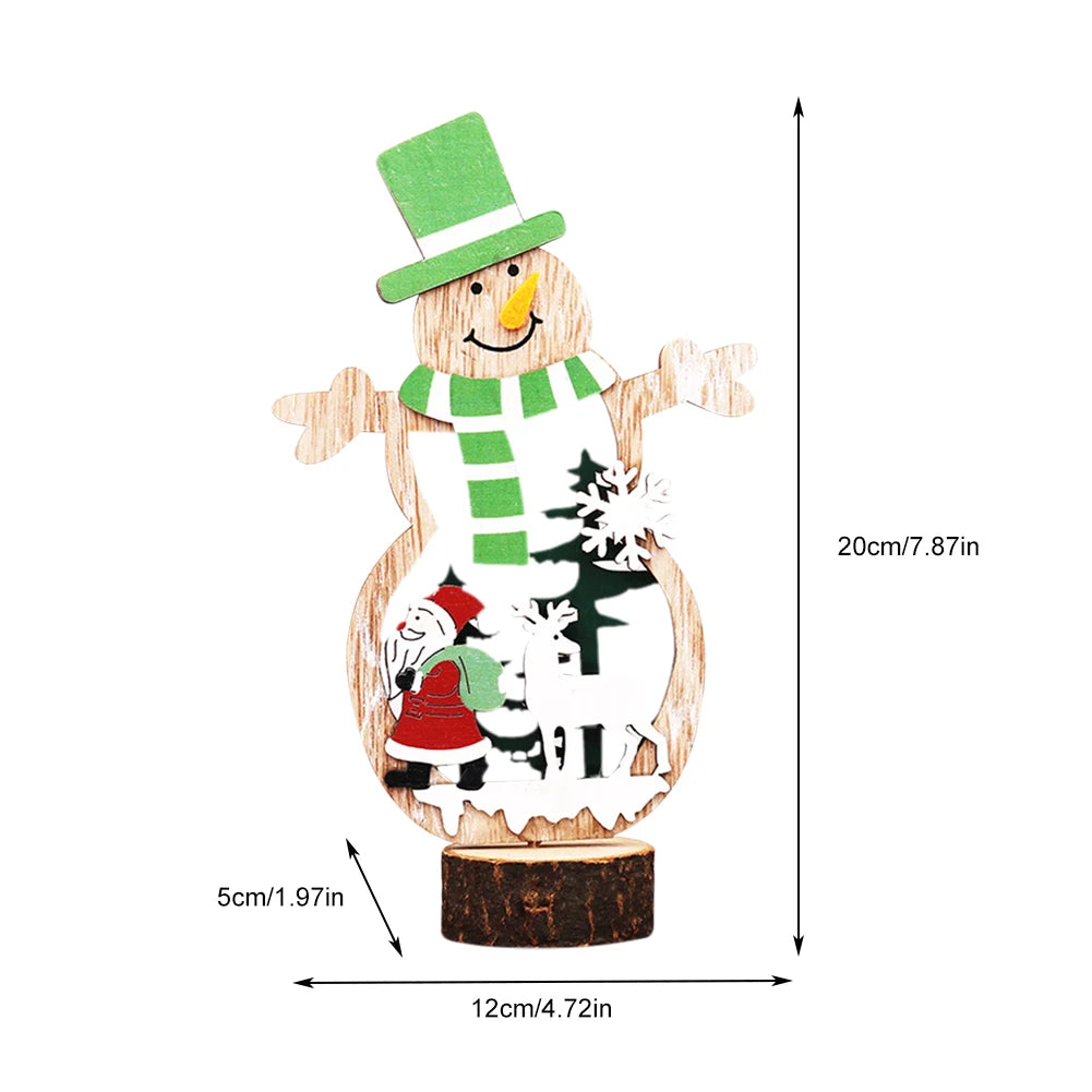 Christmas Decoration DIY Wooden Crafts Creative Ornaments Santa Claus Snowman Reindeer Christmas Desktop Decoration Gifts