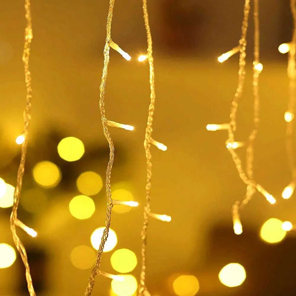 3.5M-40M LED Icicle Curtain String Fairy Lights Garland Outdoor Christmas Lights New Year Birthday Wedding Street Holiday Decor
