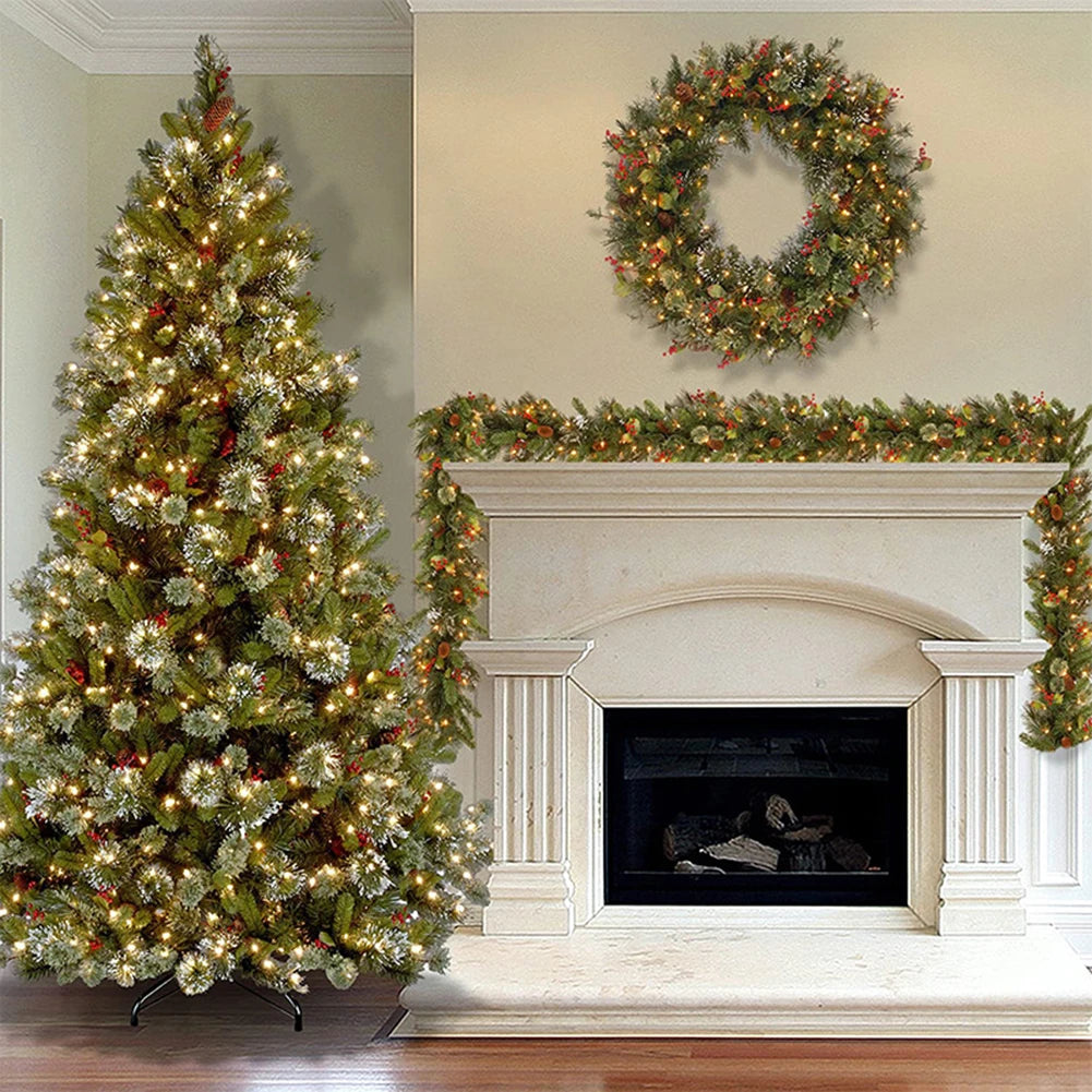 Christmas Garlands With Pinecones Red Berries Artificial Christmas Wreaths For Home Xmas Tree Stairs Door New Year Decoration
