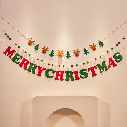 Christmas decorations, tree ornaments, indoor LED lights, pictures, background walls, atmosphere, scenes, decorations and flags.