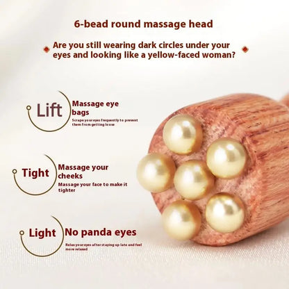 Handheld Lotus Seedpod Beauty Professional Brass & Rosewood Facial Gua Sha Tool Eye Relaxation Spot Meridians Acupoint Massage