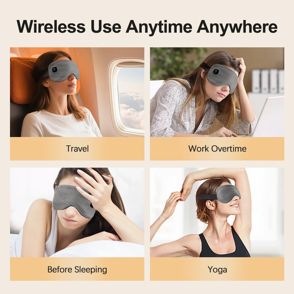 Electric Vibration Eye Massager Heated Eye Mask Wireless Relieve Eye Strain Dark Circles Dry Eye Fatigue Relief Sleeping Mask