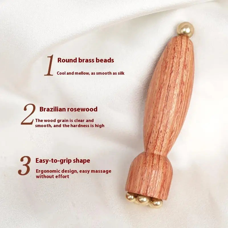 Handheld Lotus Seedpod Beauty Professional Brass & Rosewood Facial Gua Sha Tool Eye Relaxation Spot Meridians Acupoint Massage