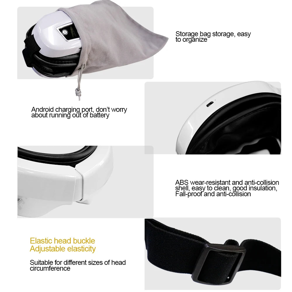 4 Modes Eye Massager Bluetooth Music Air Pressure Vibration Massage Relax Glasses Electric Eyes Care Device Relieve Fatigue